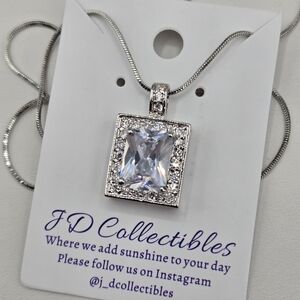 Swarovski Crystal Elements Silver Statement Necklace Heart Detail 18 - 20 inch